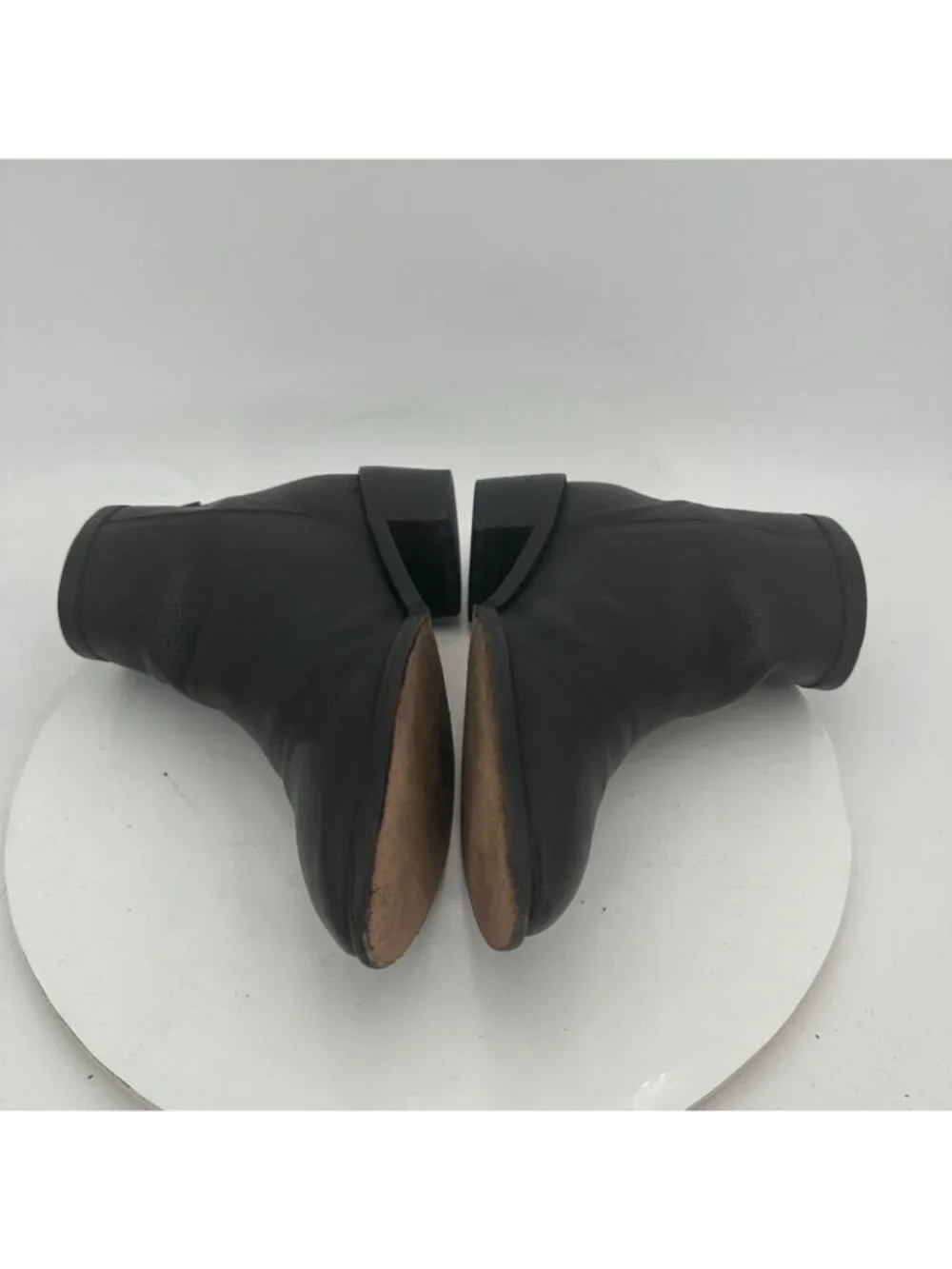 Loeffler Randall Women Size 7.5B Black Leather Back Zip Ankle Low Heel Boot - Picture 7 of 11
